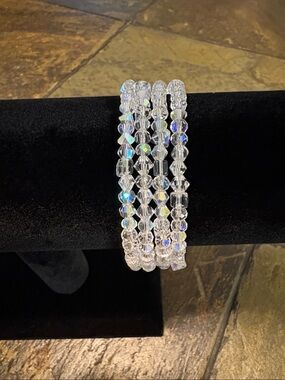 Crystal Bead AB memory wire bracelet